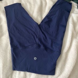 Lululemon navy blue logo down the leg size 0